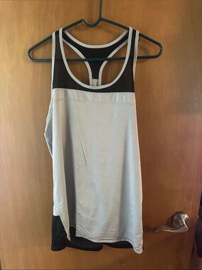 Old Navy Light Gray Tank Top with Black Mesh Racerback